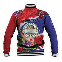 Personalised Belize 501 Tropical Black Orchid Baseball Jacket Grunge Stylized