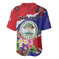 Personalised Belize 501 Tropical Black Orchid Baseball Jersey Grunge Stylized