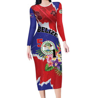 Personalised Belize 501 Tropical Black Orchid Family Matching Long Sleeve Bodycon Dress and Hawaiian Shirt Grunge Stylized