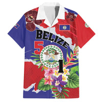 Personalised Belize 501 Tropical Black Orchid Family Matching Off The Shoulder Long Sleeve Dress and Hawaiian Shirt Grunge Stylized
