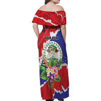 Personalised Belize 501 Tropical Black Orchid Family Matching Off Shoulder Maxi Dress and Hawaiian Shirt Grunge Stylized