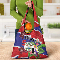 Belize 501 Tropical Black Orchid Grocery Bag Grunge Stylized