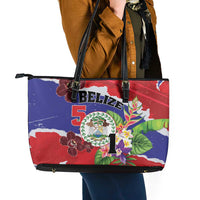 Belize 501 Tropical Black Orchid Leather Tote Bag Grunge Stylized