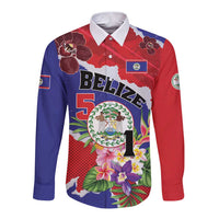 Personalised Belize 501 Tropical Black Orchid Long Sleeve Button Shirt Grunge Stylized