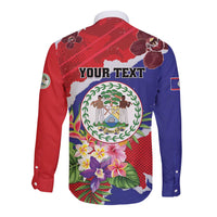 Personalised Belize 501 Tropical Black Orchid Long Sleeve Button Shirt Grunge Stylized