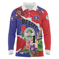 Personalised Belize 501 Tropical Black Orchid Long Sleeve Polo Shirt Grunge Stylized