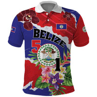Personalised Belize 501 Tropical Black Orchid Polo Shirt Grunge Stylized