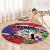 Belize 501 Tropical Black Orchid Round Carpet Grunge Stylized