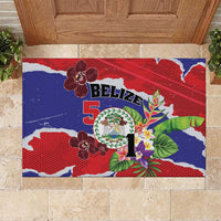 Belize 501 Tropical Black Orchid Rubber Doormat Grunge Stylized
