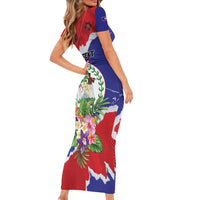 Personalised Belize 501 Tropical Black Orchid Short Sleeve Bodycon Dress Grunge Stylized