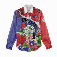 Personalised Belize 501 Tropical Black Orchid Women Casual Shirt Grunge Stylized