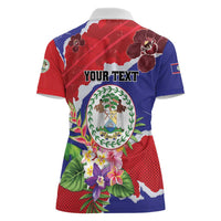 Personalised Belize 501 Tropical Black Orchid Women Polo Shirt Grunge Stylized