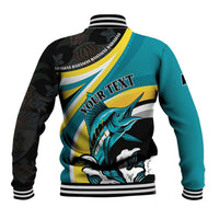 Personalised The Bahamas Blue Marlin Baseball Jacket Bahamian Coat Of Arms