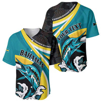 Personalised The Bahamas Blue Marlin Baseball Jersey Bahamian Coat Of Arms