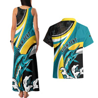Personalised The Bahamas Blue Marlin Couples Matching Tank Maxi Dress and Hawaiian Shirt Bahamian Coat Of Arms