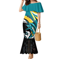 Personalised The Bahamas Blue Marlin Family Matching Mermaid Dress and Hawaiian Shirt Bahamian Coat Of Arms