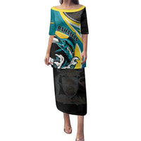 Personalised The Bahamas Blue Marlin Family Matching Puletasi and Hawaiian Shirt Bahamian Coat Of Arms