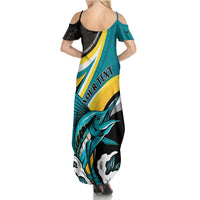 Personalised The Bahamas Blue Marlin Family Matching Summer Maxi Dress and Hawaiian Shirt Bahamian Coat Of Arms