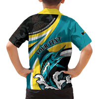 Personalised The Bahamas Blue Marlin Family Matching Tank Maxi Dress and Hawaiian Shirt Bahamian Coat Of Arms