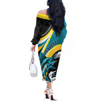 Personalised The Bahamas Blue Marlin Off The Shoulder Long Sleeve Dress Bahamian Coat Of Arms
