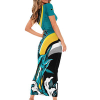 Personalised The Bahamas Blue Marlin Short Sleeve Bodycon Dress Bahamian Coat Of Arms