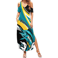 Personalised The Bahamas Blue Marlin Summer Maxi Dress Bahamian Coat Of Arms