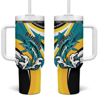 Personalised The Bahamas Blue Marlin Tumbler With Handle Bahamian Coat Of Arms