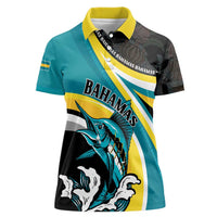 Personalised The Bahamas Blue Marlin Women Polo Shirt Bahamian Coat Of Arms