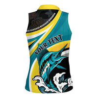 Personalised The Bahamas Blue Marlin Women Sleeveless Polo Shirt Bahamian Coat Of Arms