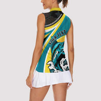 Personalised The Bahamas Blue Marlin Women Sleeveless Polo Shirt Bahamian Coat Of Arms