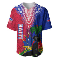 Personalised Haiti Baseball Jersey Ayiti Neg Maron With Dashiki Royal - Wonder Print Shop