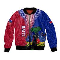 Personalised Haiti Bomber Jacket Ayiti Neg Maron With Dashiki Royal - Wonder Print Shop
