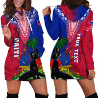 Personalised Haiti Hoodie Dress Ayiti Neg Maron With Dashiki Royal - Wonder Print Shop