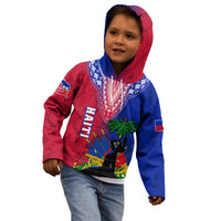 Personalised Haiti Kid Hoodie Ayiti Neg Maron With Dashiki Royal - Wonder Print Shop