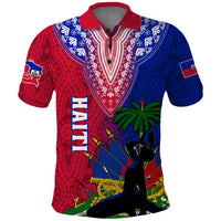 Personalised Haiti Polo Shirt Ayiti Neg Maron With Dashiki Royal - Wonder Print Shop