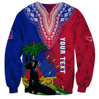 Personalised Haiti Sweatshirt Ayiti Neg Maron With Dashiki Royal - Wonder Print Shop