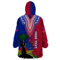 Personalised Haiti Wearable Blanket Hoodie Ayiti Neg Maron With Dashiki Royal - Wonder Print Shop