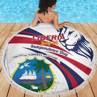 Liberia Independence Day Beach Blanket July 26 Lion Coat of Arms - Wonder Print Shop