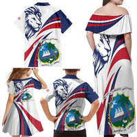 Liberia Independence Day Family Matching Off Shoulder Maxi Dress and Hawaiian Shirt July 26 Lion Coat of Arms - Wonder Print Shop