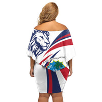 Liberia Independence Day Family Matching Off Shoulder Short Dress and Hawaiian Shirt July 26 Lion Coat of Arms - Wonder Print Shop