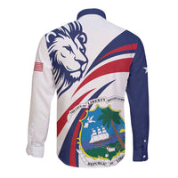 Liberia Independence Day Long Sleeve Button Shirt July 26 Lion Coat of Arms - Wonder Print Shop