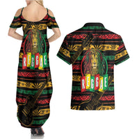 International Reggae Day Couples Matching Summer Maxi Dress and Hawaiian Shirt Rastafarian Lion Legend of Reggae - Wonder Print Shop