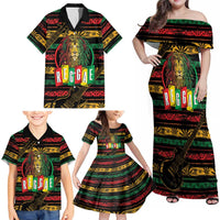 International Reggae Day Family Matching Off Shoulder Maxi Dress and Hawaiian Shirt Rastafarian Lion Legend of Reggae - Wonder Print Shop