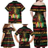 International Reggae Day Family Matching Off Shoulder Maxi Dress and Hawaiian Shirt Rastafarian Lion Legend of Reggae - Wonder Print Shop