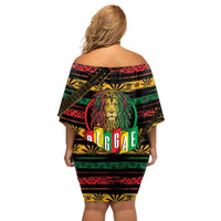 International Reggae Day Family Matching Off Shoulder Short Dress and Hawaiian Shirt Rastafarian Lion Legend of Reggae - Wonder Print Shop
