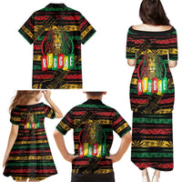 International Reggae Day Family Matching Puletasi and Hawaiian Shirt Rastafarian Lion Legend of Reggae - Wonder Print Shop