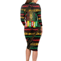 International Reggae Day Long Sleeve Bodycon Dress Rastafarian Lion Legend of Reggae - Wonder Print Shop