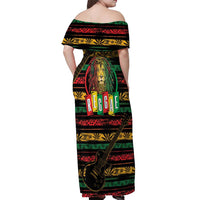 International Reggae Day Off Shoulder Maxi Dress Rastafarian Lion Legend of Reggae - Wonder Print Shop