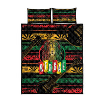 International Reggae Day Quilt Bed Set Rastafarian Lion Legend of Reggae - Wonder Print Shop