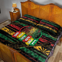 International Reggae Day Quilt Bed Set Rastafarian Lion Legend of Reggae - Wonder Print Shop